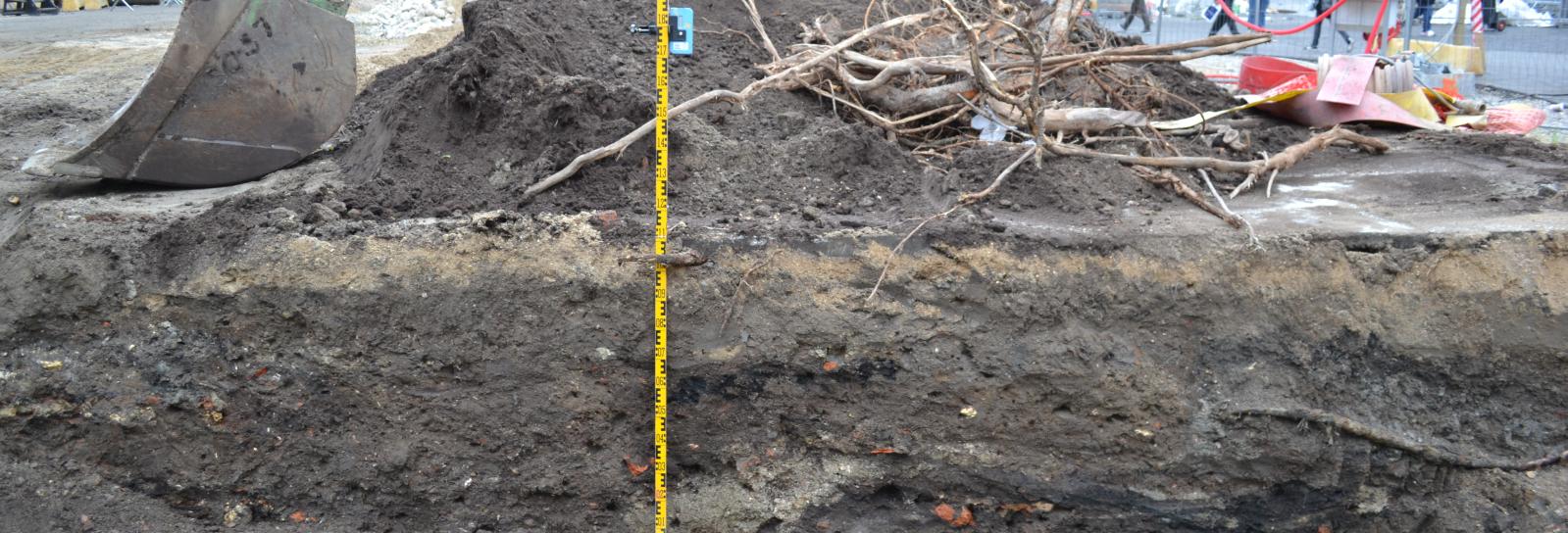 Snit gennem jordlag på Kultorvet