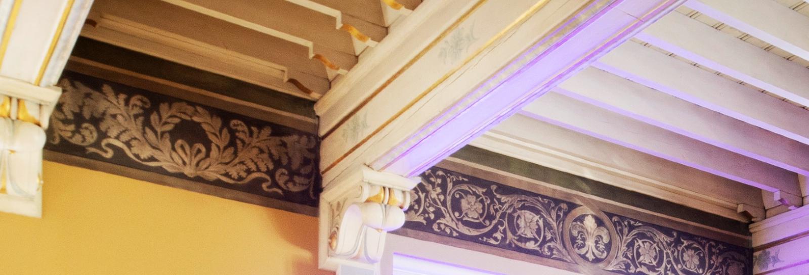 Detalje af det smukke loft i salen på Københavns Museum