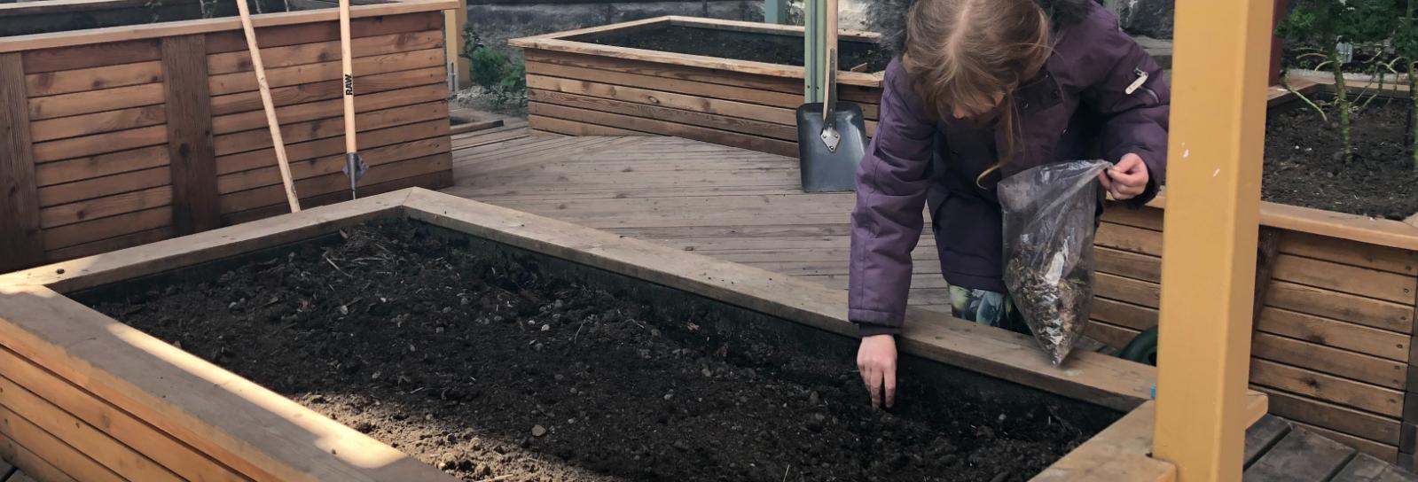 Pige sår frø i Historiens Have